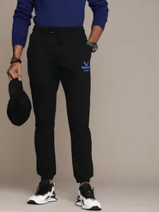 WROGN Men Brand Logo Printed Mid-Rise Joggers