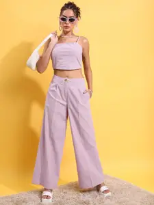 Tokyo Talkies Cropped Top & Flared Trousers Co-Ords