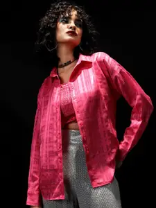 Tokyo Talkies Smocked Tube Top With Drop Shoulder Sleeves Shirt