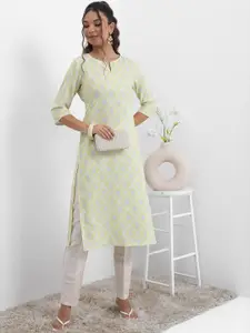 Vishudh Ethnic Motifs Printed Notched Neck Kurta
