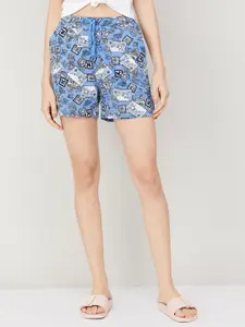 Ginger by Lifestyle Women Graphic Printed Mid-Rise Pure Cotton Lounge Shorts