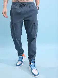HIGHLANDER Men Blue Ankle Length Cargo jogger Trouser
