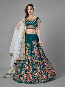 ODETTE Embroidered Semi-Stitched Lehenga & Unstitched Blouse With Dupatta