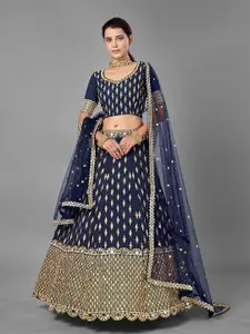 ODETTE Embroidered Semi-Stitched Lehenga & Unstitched Blouse With Dupatta