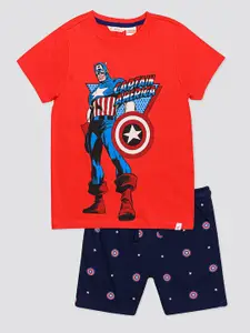 H By Hamleys Boys Graphic Captain America Printed T-Shirt With Shorts