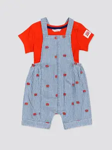 H By Hamleys Boys Striped Dungarees & T-Shirt