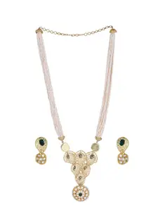 AURAA TRENDS Gold-Plated Artificial Stones & Beads Studded Necklace Set