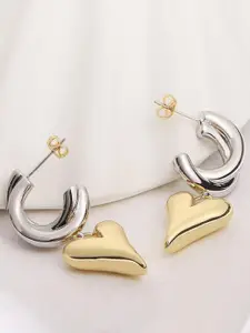 ZIVOM Set Of 4 Silver-Plated Heart Shaped Half Hoop Earrings