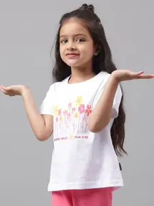 Beverly Hills Polo Club Girls Floral Printed Pure Cotton T-shirt