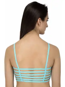Laceandme Turquoise Blue Solid Non-Wired Lightly Padded Bralette Bra LM-STRIPS-FIROZI