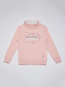 Crimsoune Club Girls Typography Printed Cotton Sweatshirt