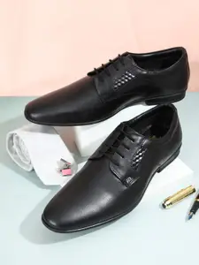 ID Men Textured Leather Lace Up Formal Derbys