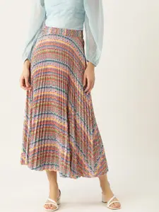 WISSTLER Printed Pleated Flared Midi Skirt