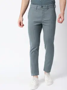 Basics Checked Mid Rise Tapered Fit Cotton Trousers