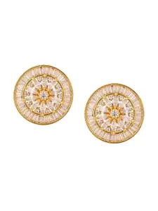 RATNAVALI JEWELS Gold-Plated Floral Studs Earrings