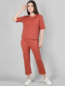 CHKOKKO Round Neck T-Shirt With Trousers