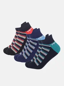 Pepe Jeans Men Pack Of 3 Anti Microbial Striped Ankle Length Socks