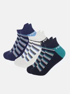Pepe Jeans Men Pack Of 3 Striped Anti Microbial Cotton Ankle Length Socks