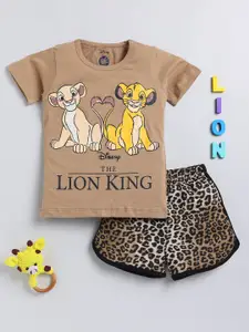 YK Disney Girls Lion King Printed T-shirt With Shorts