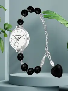 Mikado Women Bracelet Style Straps Analogue Watch Black Bead Watch