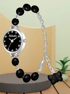 Mikado Women Water Resistant Round Dial Bracelet Style Straps Analog Watch- Black Wom
