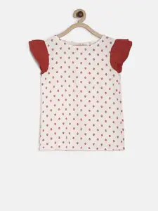 POPPERS by Pantaloons Girls Off-White Printed Top
