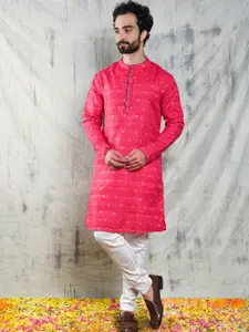 Be Desi Ethnic Motifs Woven Design Straight Cotton Kurta