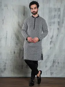 Be Desi Geometric Printed Cotton Straight Kurta