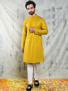 Be Desi Ethnic Motifs Embellished Mandarin Collar Cotton Kurta
