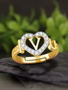 MEENAZ Gold-Plated AD-Studded Adjustable Finger Ring