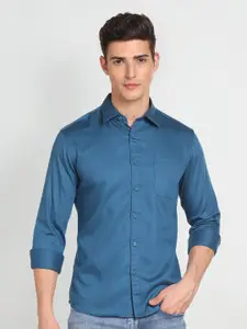 Flying Machine Men Blue Opaque Casual Shirt