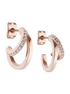 Ted Baker Rose Gold-Plated Contemporary Crystal Hoop Earrings