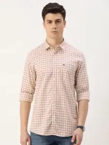 Peter England Men Slim Fit Opaque Checked Casual Shirt