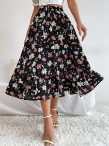 StyleCast Women Floral Printed Flared Midi Skirt