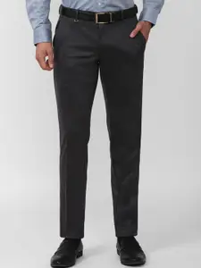 Van Heusen Men Mid-Rise Textured Slim Fit Formal Trousers