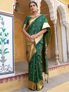 Janasya Ethnic Motifs Woven Design Zari Paithani Saree