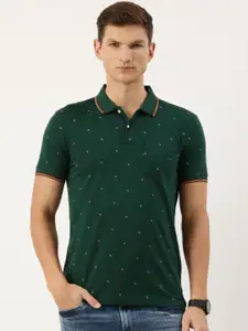 Peter England Men Printed Polo Collar Slim Fit T-shirt