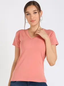 VAHSON V-Neck Pure Cotton Slim Fit T-shirt
