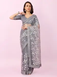 JSItaliya Embellished Sequinned Net Saree