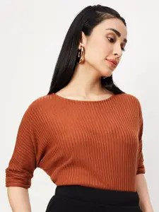 max Self Design Extended Sleeves Ribbed Top