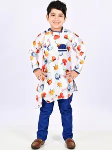 BAESD Boys Floral Printed Band Collar Kurta with Pyjamas