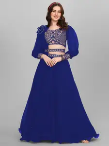 GOROLY Embroidered Thread Work Semi-Stitched Lehenga & Unstitched Blouse With Dupatta