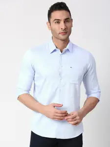 Basics Self Design Textured Standard Slim Fit Cotton Dobby Casual Shirt