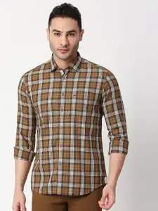 Basics Standard Slim Fit Checked Cotton Casual Shirt