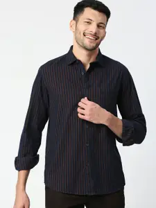 Basics Standard Slim Fit Striped Cotton Casual Shirt