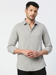 Basics Standard Slim Fit Windowpane Checked Cotton Casual Shirt