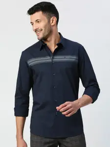 Basics Horizontal Striped Standard Slim Fit Cotton Casual Shirt