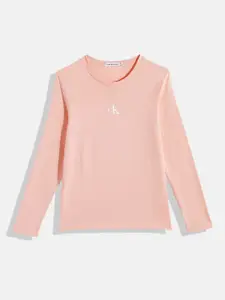 Calvin Klein Jeans Girls Pink Brand Logo Printed T-shirt
