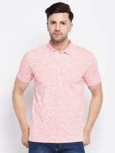 WILD WEST Floral Printed Polo Collar Casual T-Shirt