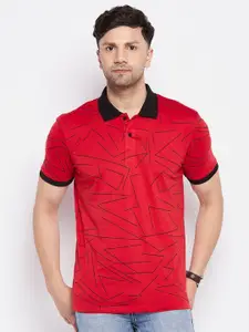 WILD WEST Geometric Printed Polo Collar Casual T-Shirt